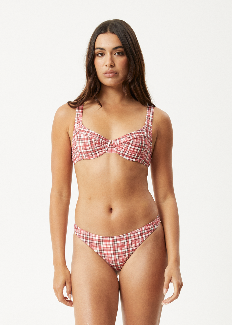 AFENDS Womens Check Out - Bikini Bottom - Red Check