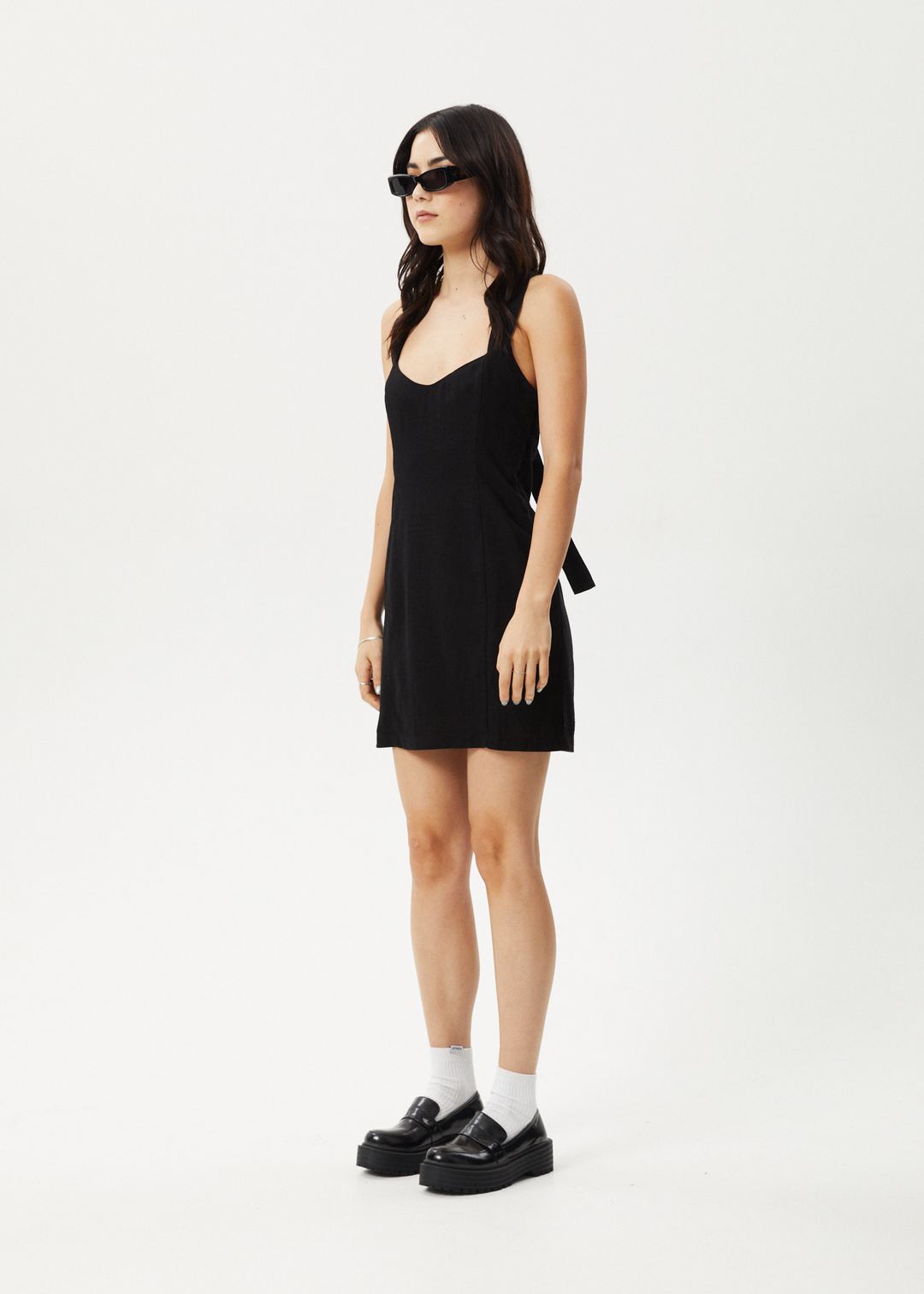 AFENDS Womens Kacey - Linen Mini Dress - Black 