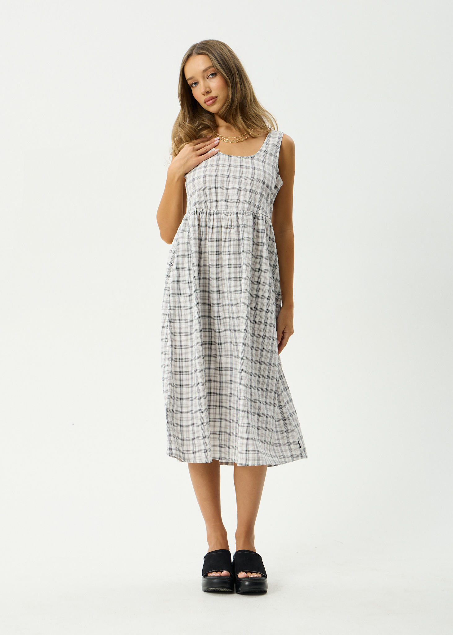 afends leo midi dress AFENDS Womens Leo - Seersucker Midi Dress