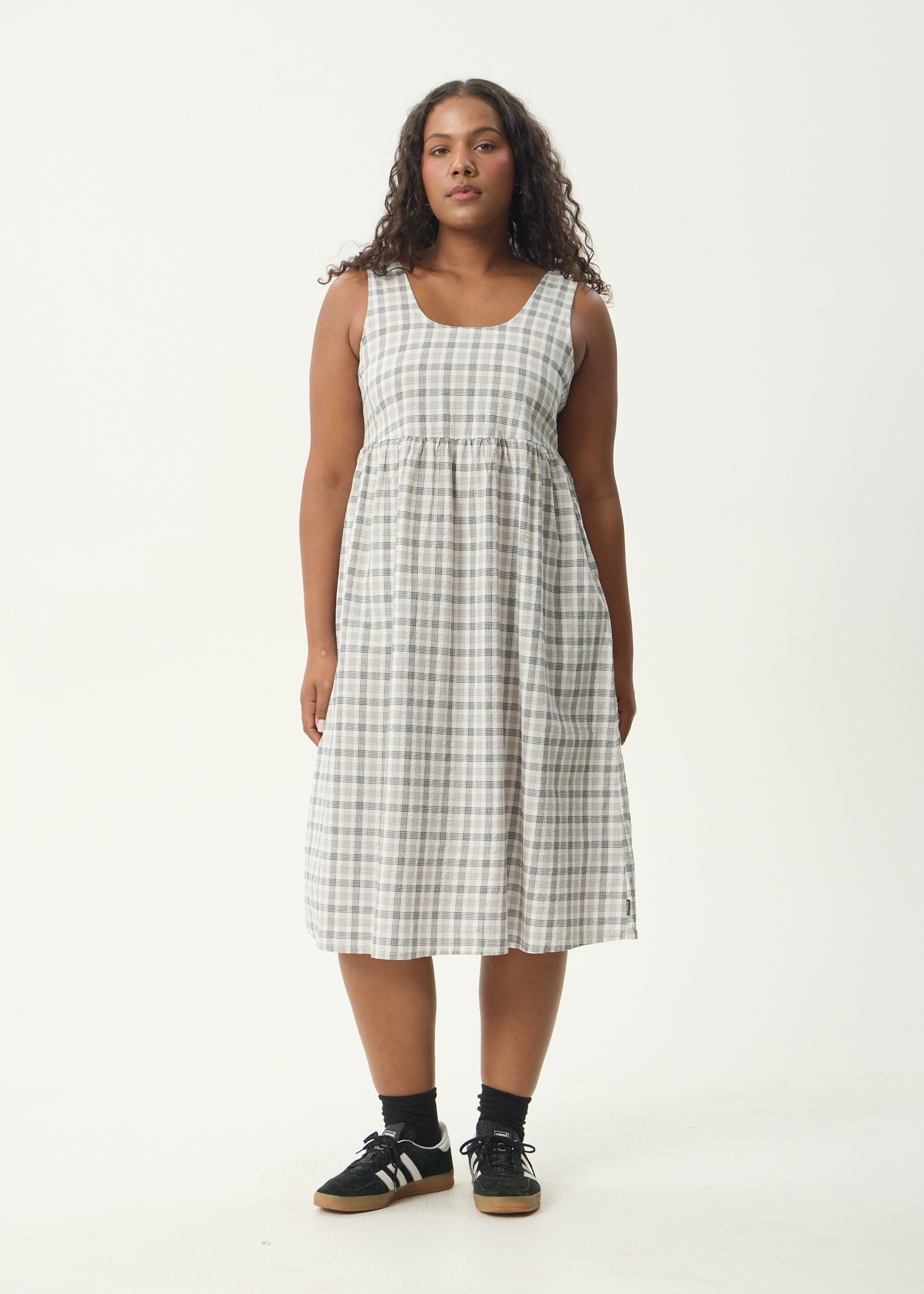 AFENDS Womens Leo - Seersucker Midi Dress - Black / White, L AFENDS Womens Leo - Seersucker Midi Dress - Black / White, L