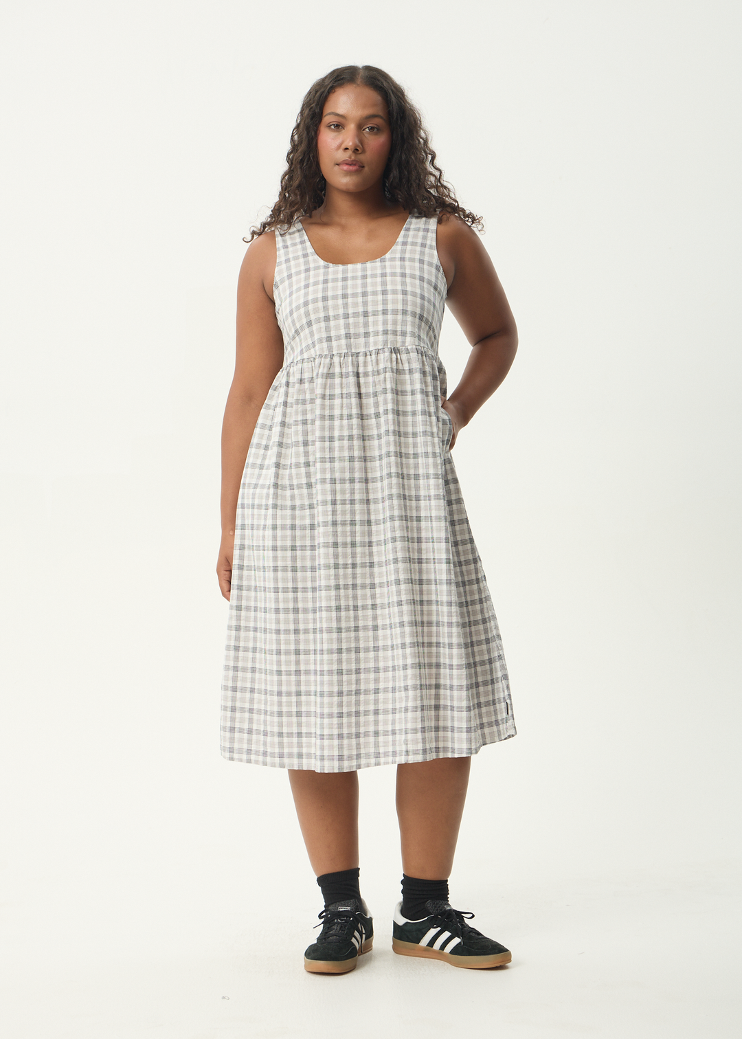 AFENDS Womens Leo - Seersucker Midi Dress - Black / White