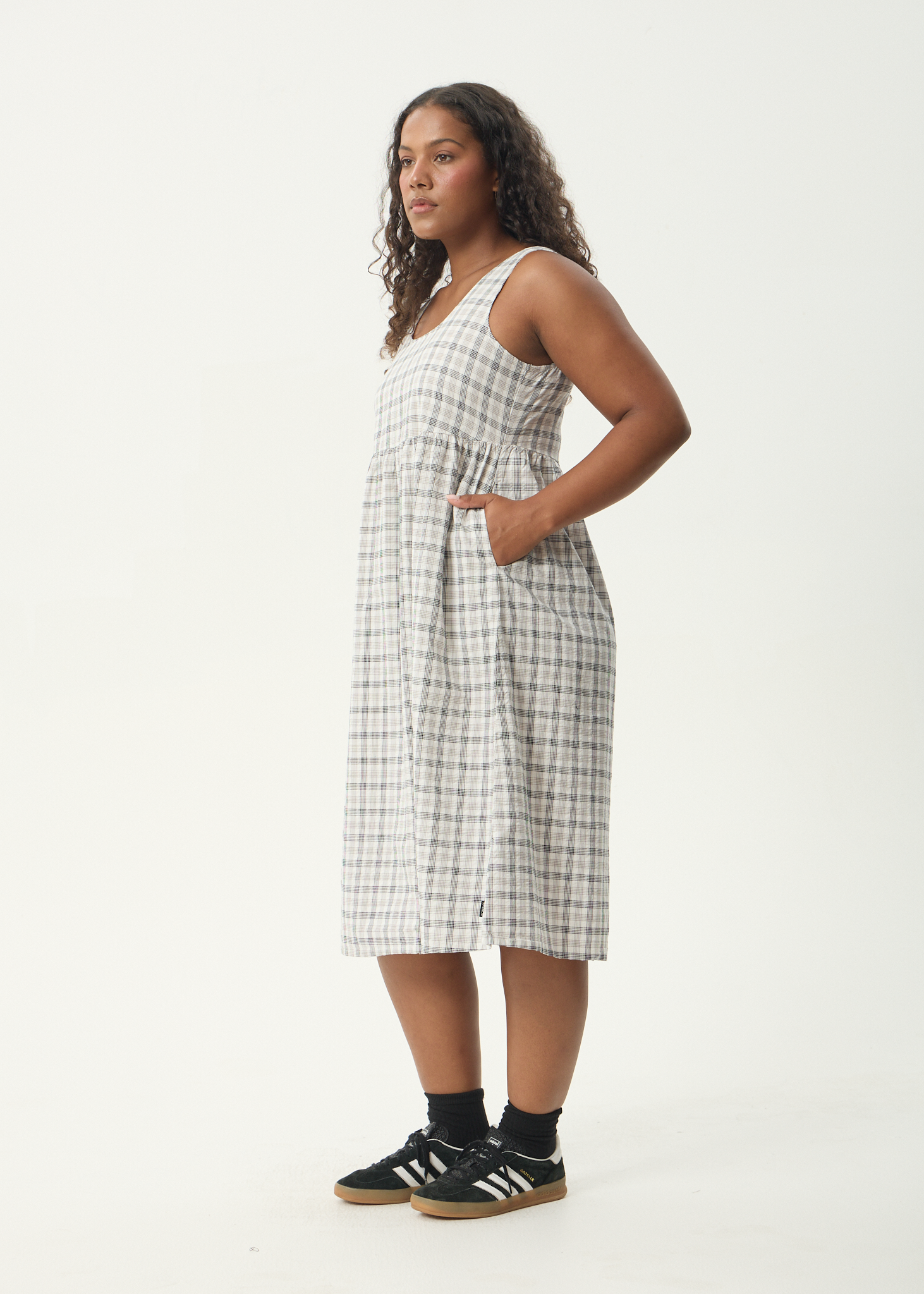 AFENDS Womens Leo - Seersucker Midi Dress - Black / White, L AFENDS Womens Leo - Seersucker Midi Dress - Black / White, L
