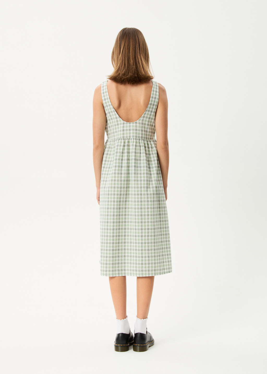 AFENDS Womens Leo - Seersucker Midi Dress - Green / White