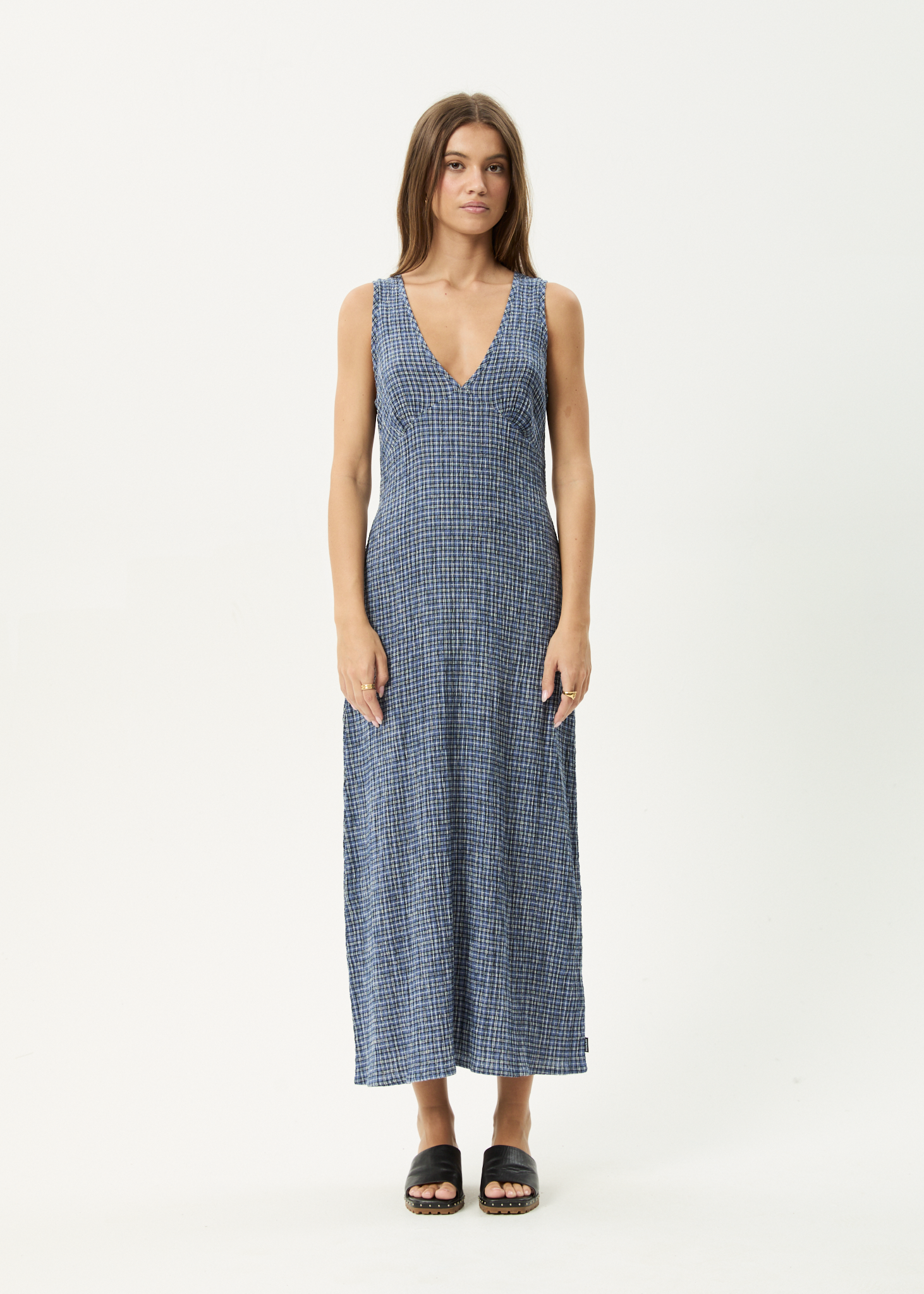 AFENDS Womens Shipwreck - Seersucker Maxi Dress - Marlin
