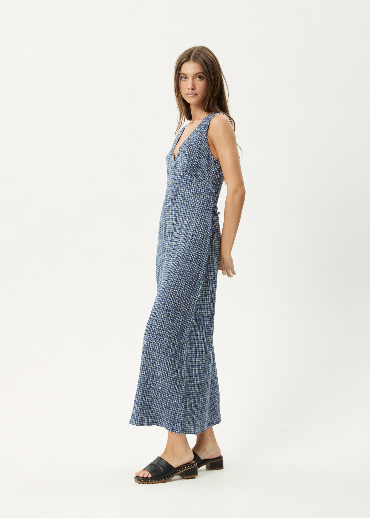 AFENDS Womens Shipwreck - Seersucker Maxi Dress - Marlin
