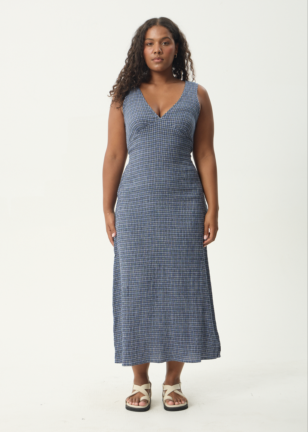 AFENDS Womens Shipwreck - Seersucker Maxi Dress - Marlin