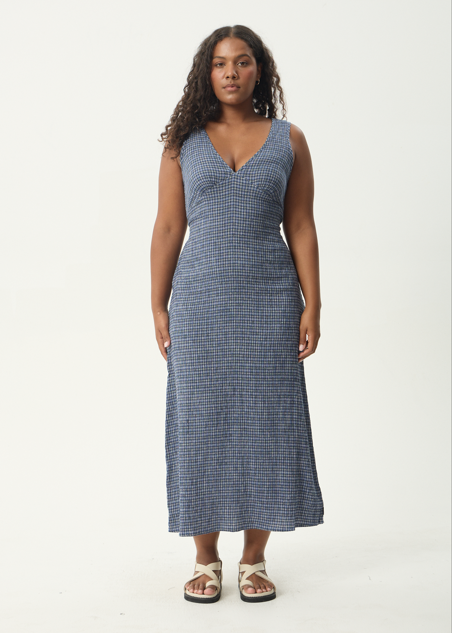 AFENDS Womens Shipwreck - Seersucker Maxi Dress - Marlin