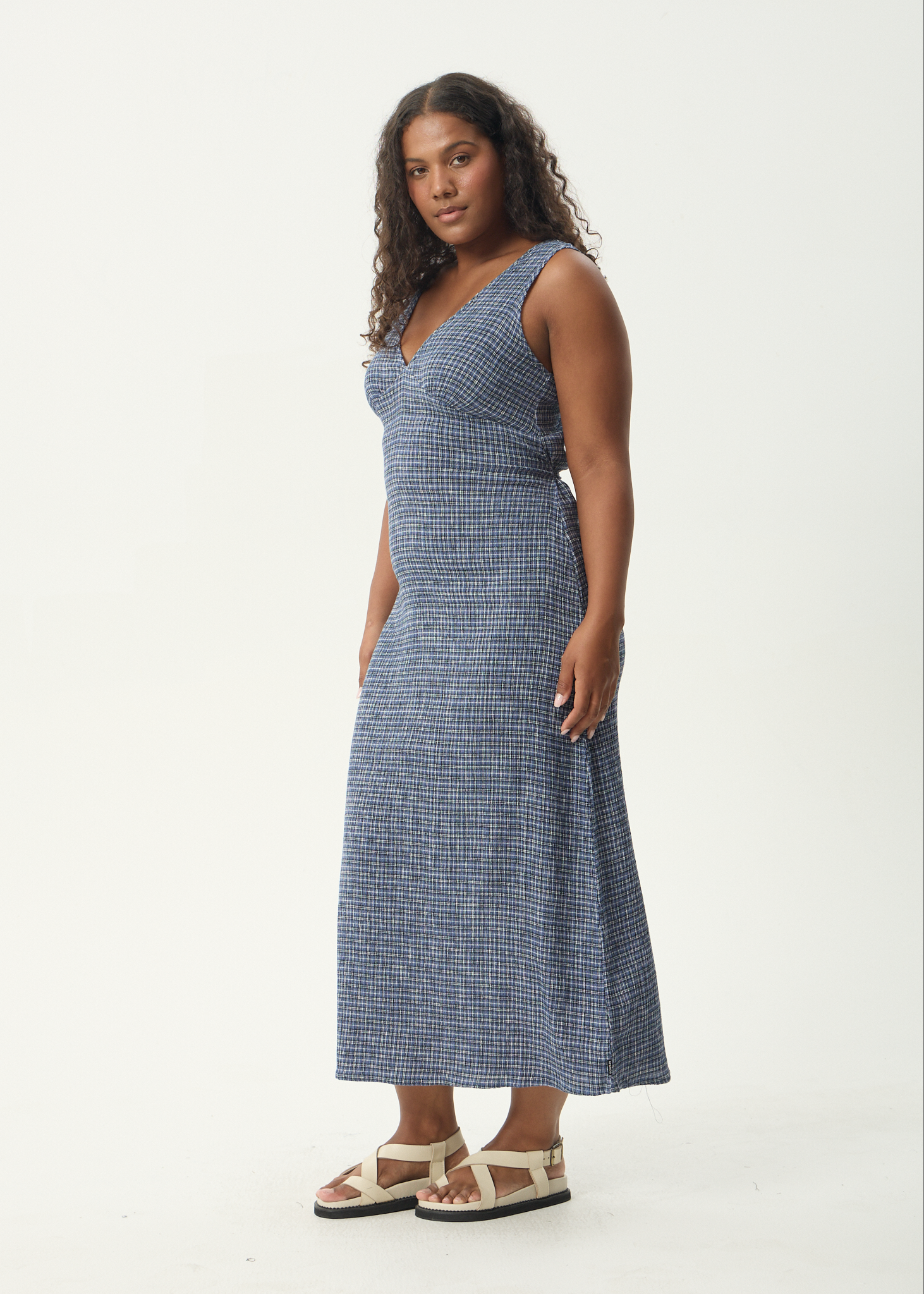 AFENDS Womens Shipwreck - Seersucker Maxi Dress - Marlin