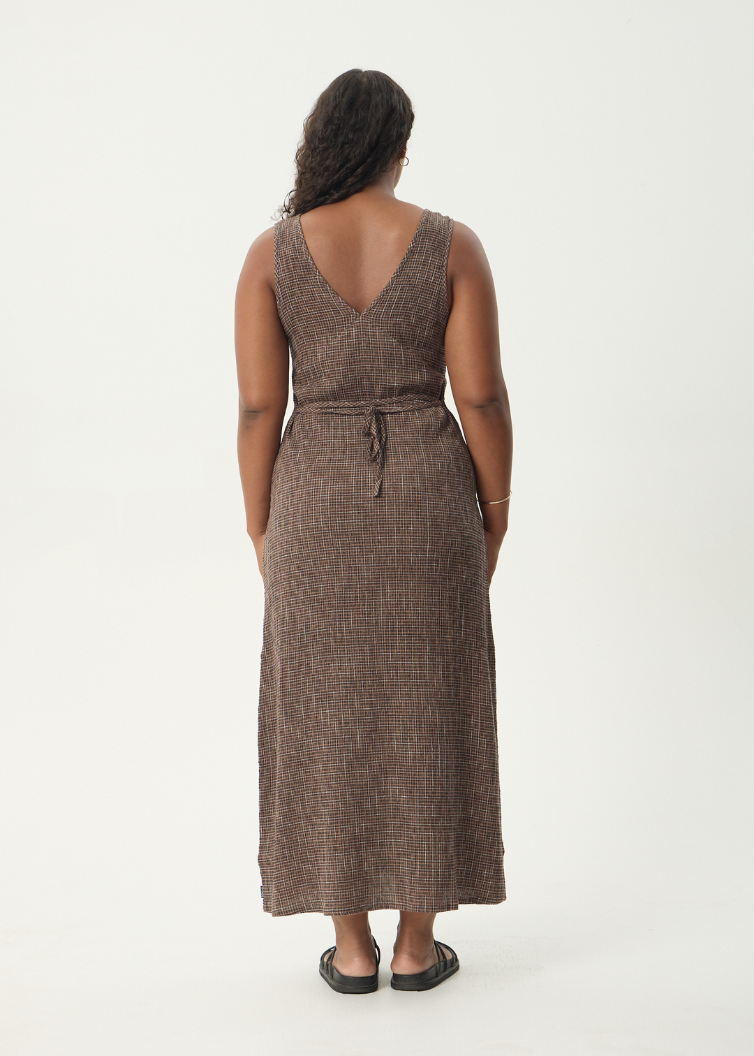 AFENDS Womens Hometown - Seersucker Maxi Dress - Coffee