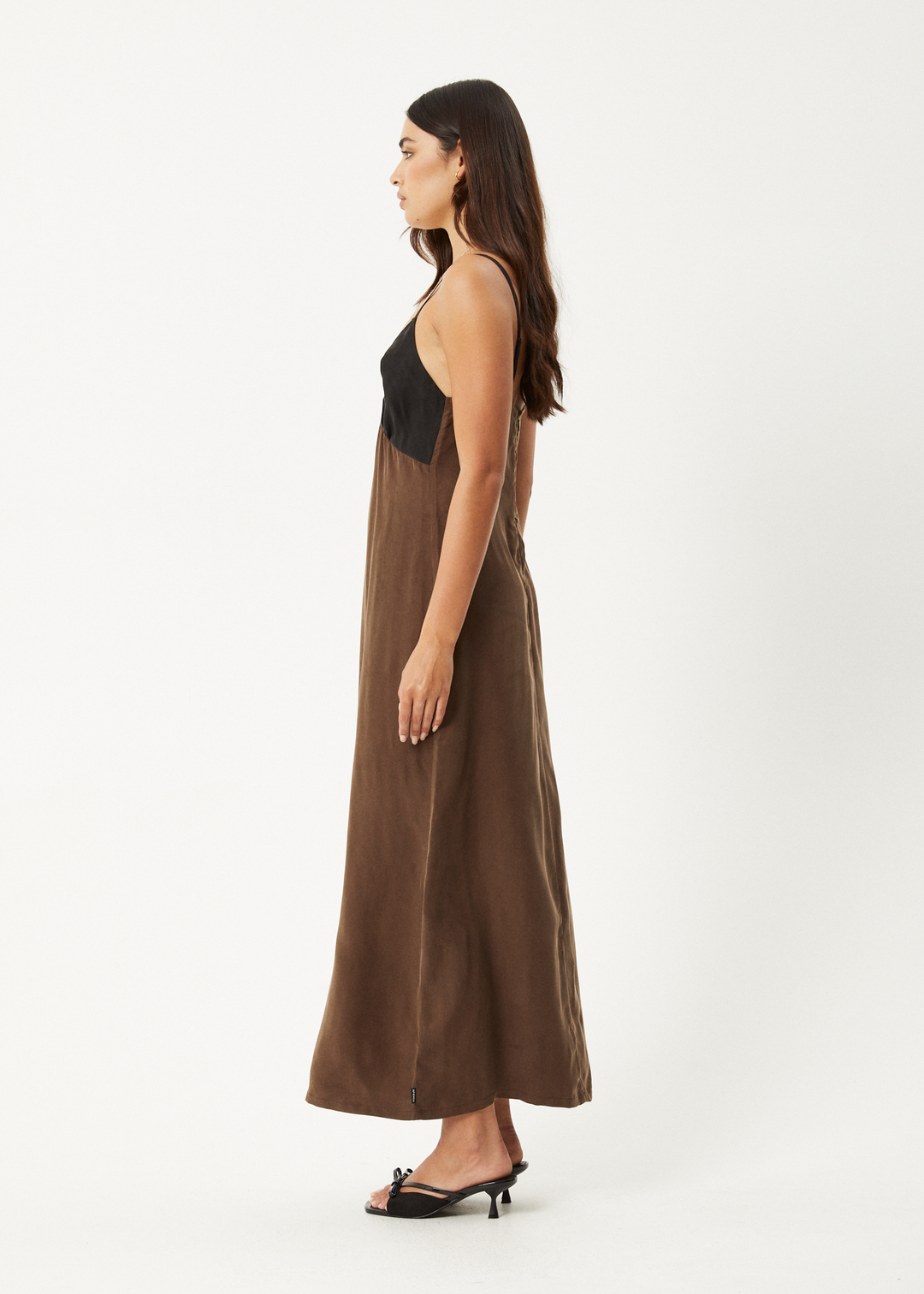 AFENDS Womens Giselle - Cupro Maxi Dress - Coffee 