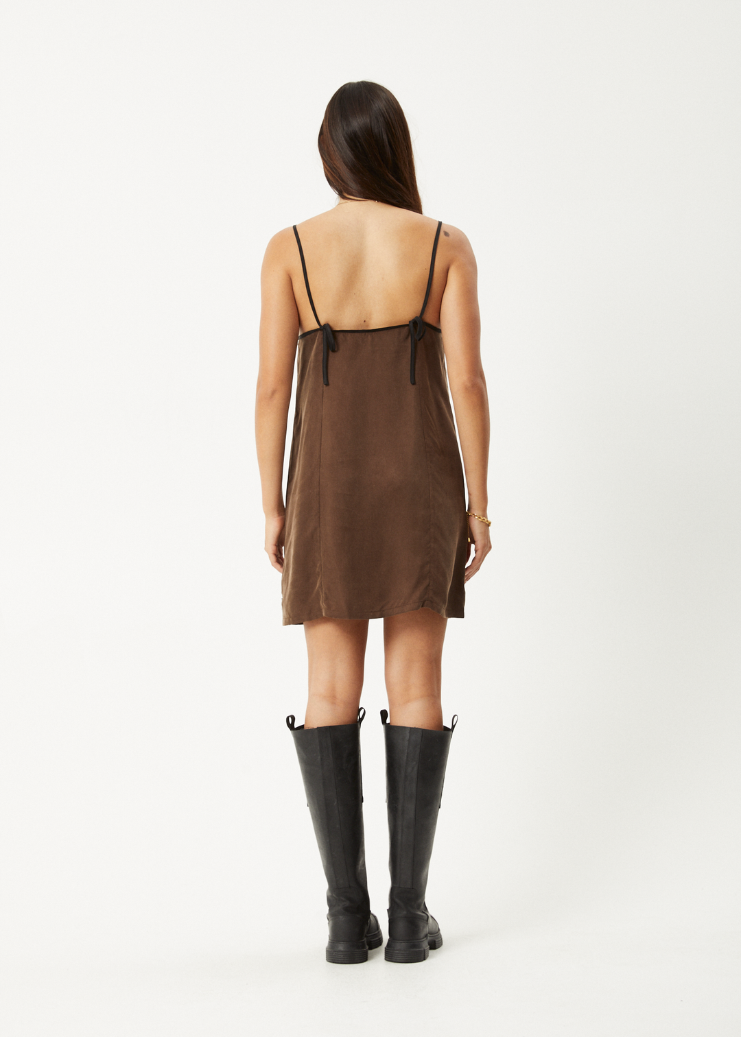 AFENDS Womens Giselle - Cupro Mini Dress - Coffee 