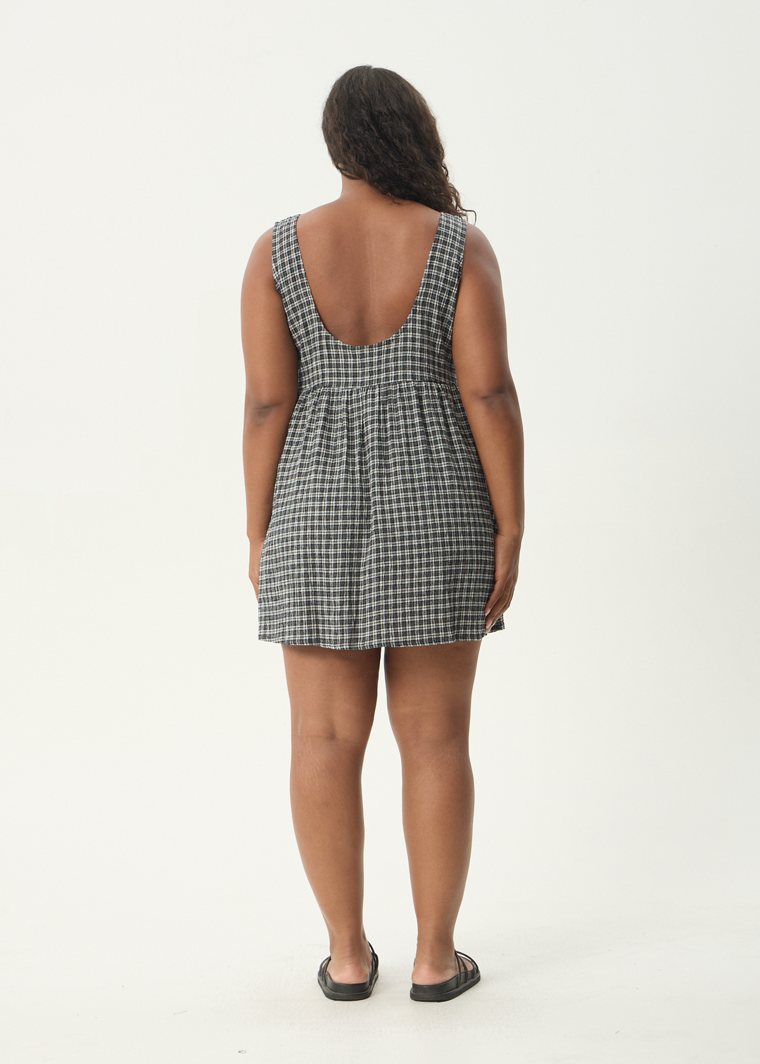 AFENDS Womens Asta Jesse - Seersucker Mini Dress - Steel Check