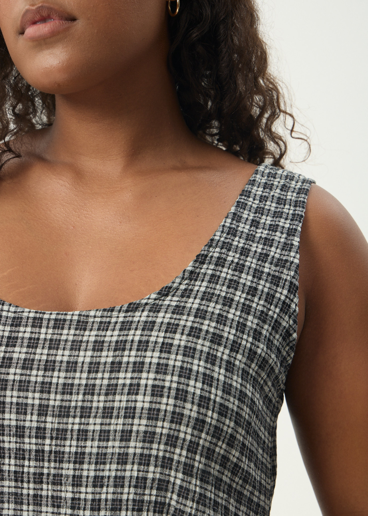 AFENDS Womens Asta Jesse - Seersucker Mini Dress - Steel Check