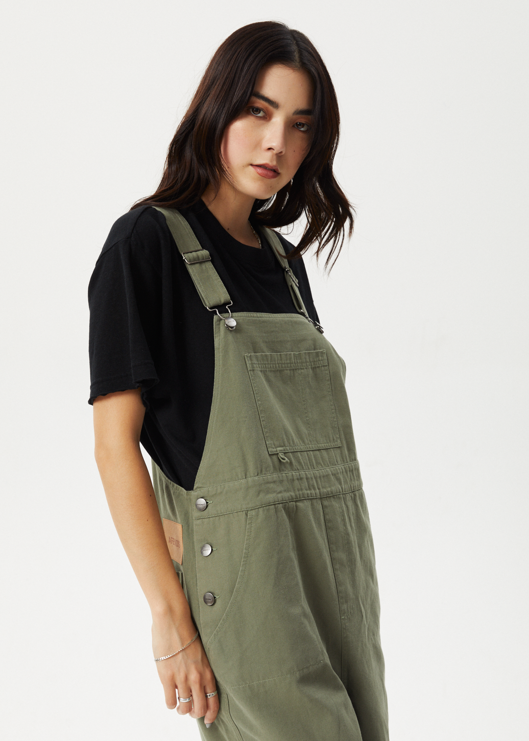 AFENDS Womens Fraser - Utility Overalls - Olive 