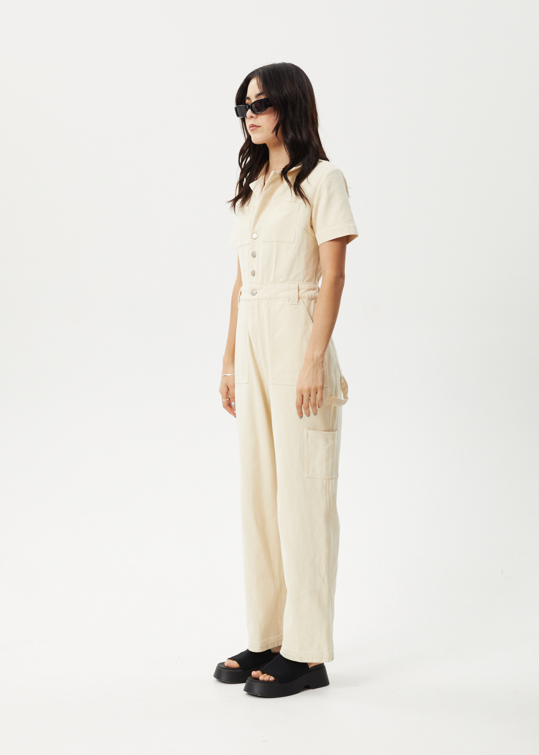 AFENDS Womens Mika - Carpenter Jumpsuit - Sand 