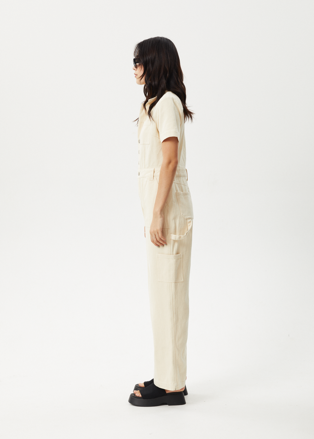 AFENDS Womens Mika - Carpenter Jumpsuit - Sand 