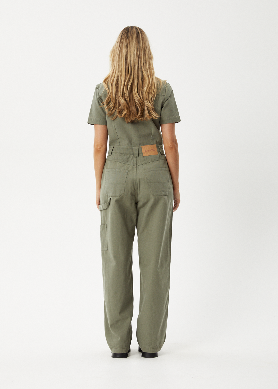 AFENDS Womens Mika - Canvas Jumpsuit - Olive 