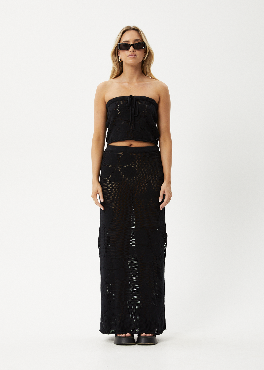 AFENDS Womens Riley - Knit Maxi Skirt - Black 