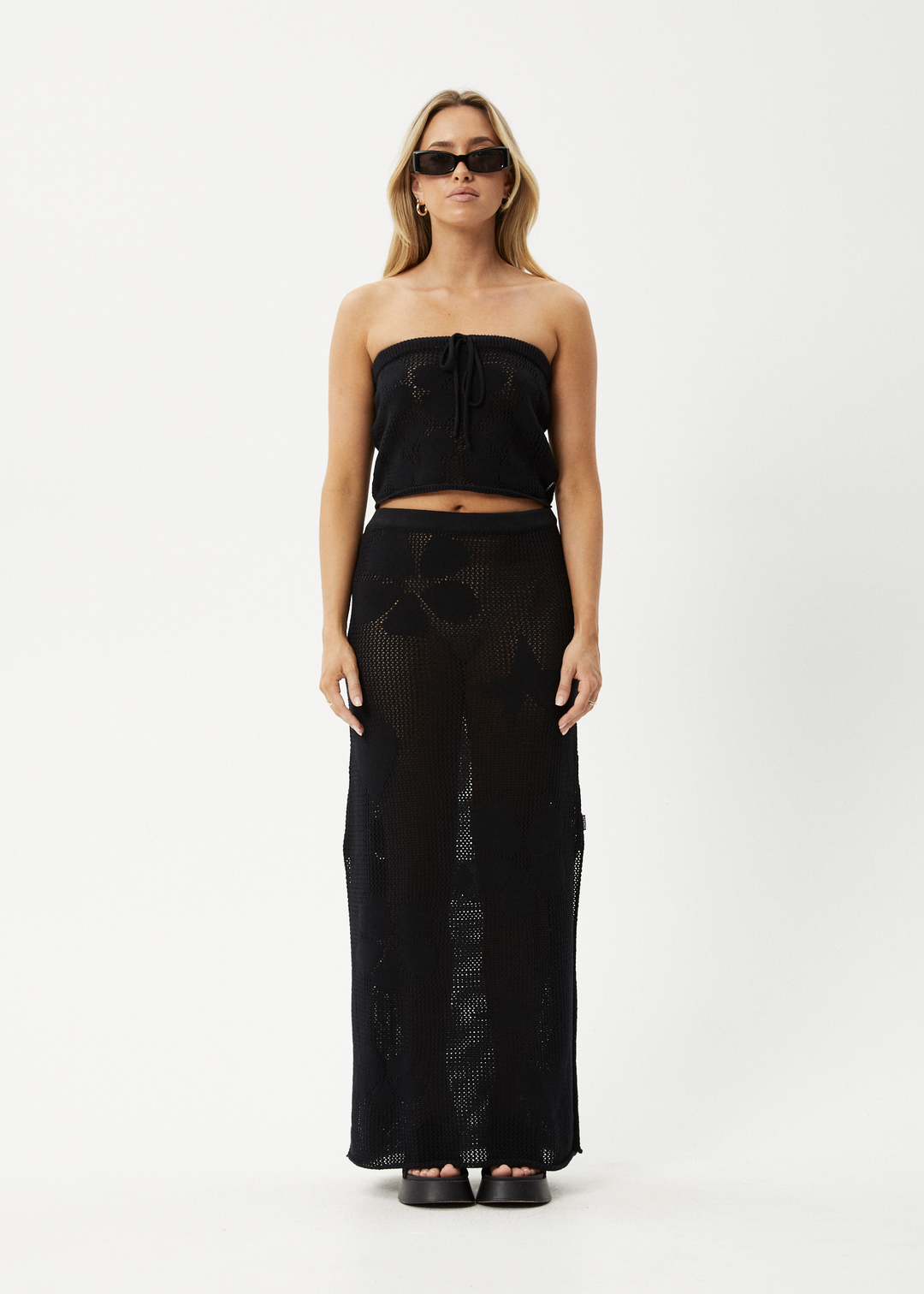 AFENDS Womens Riley - Knit Maxi Skirt - Black 