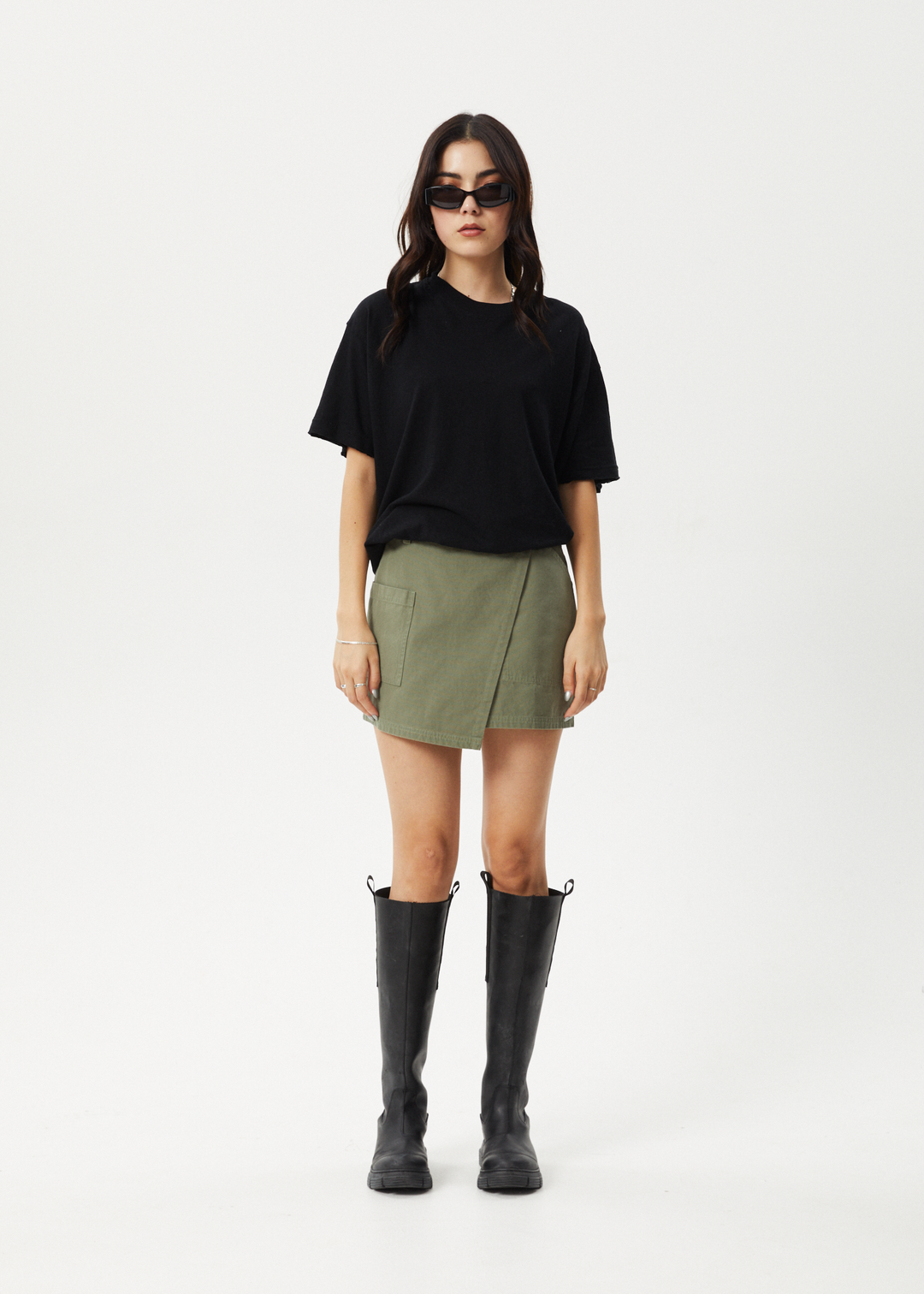 AFENDS Womens Fraser - Utility Mini Skirt - Olive 