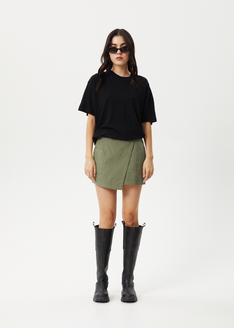 AFENDS Womens Fraser - Utility Mini Skirt - Olive