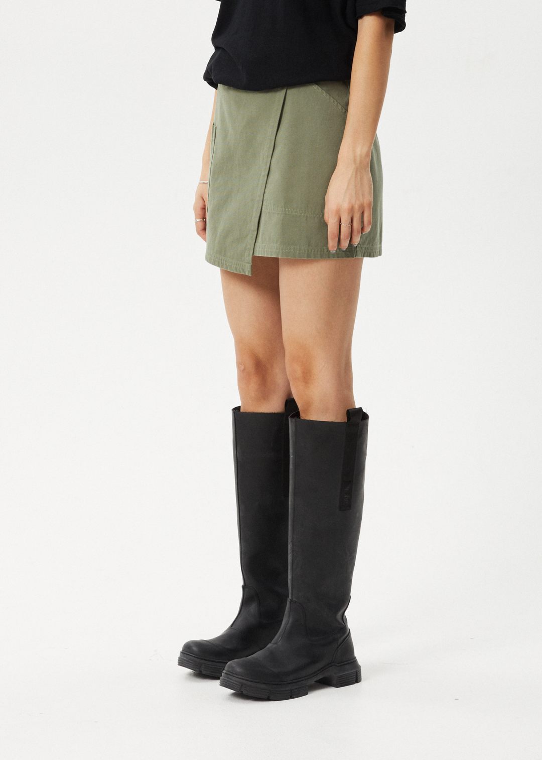 AFENDS Womens Fraser - Utility Mini Skirt - Olive 