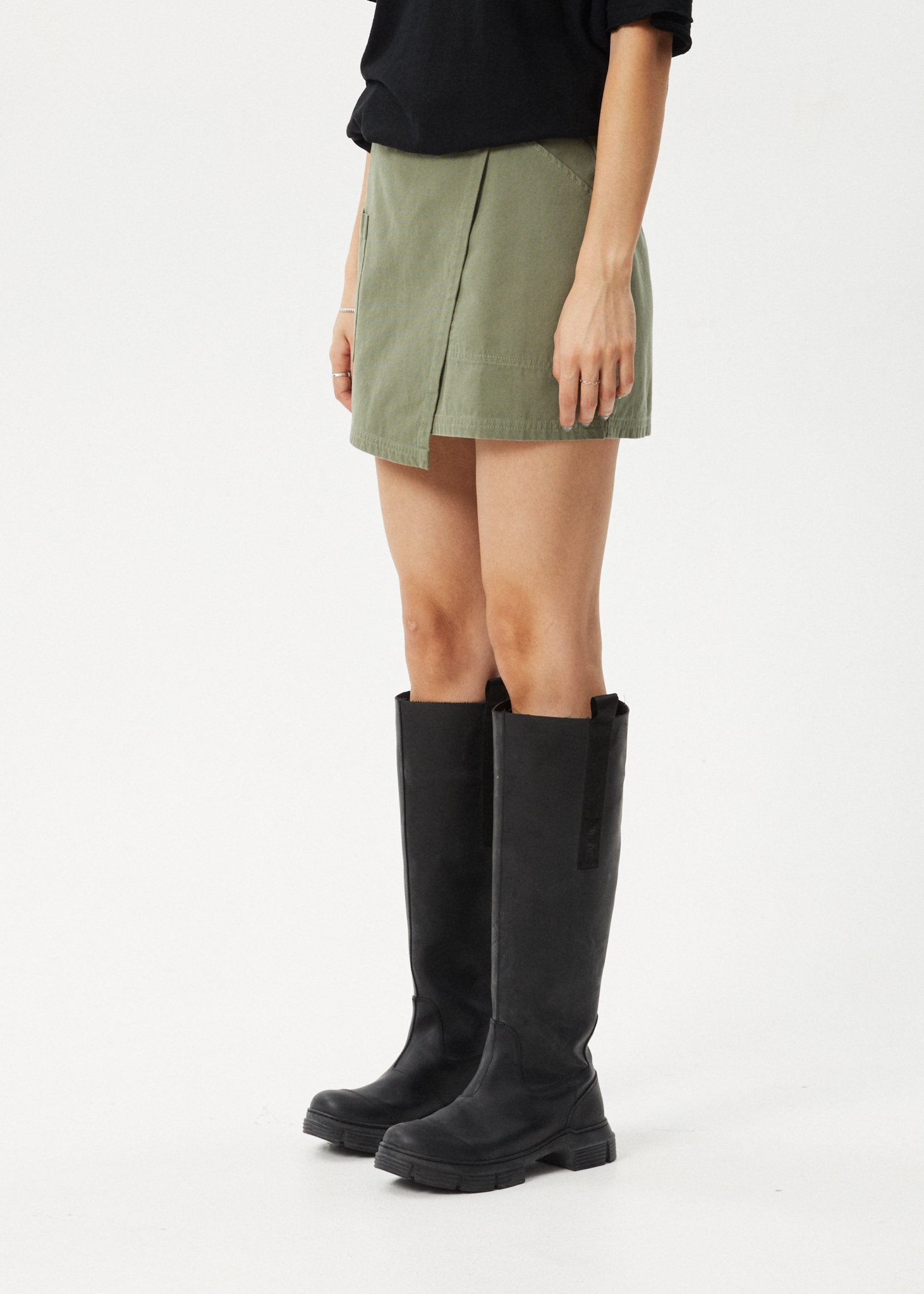 AFENDS Womens Fraser - Utility Mini Skirt - Olive 