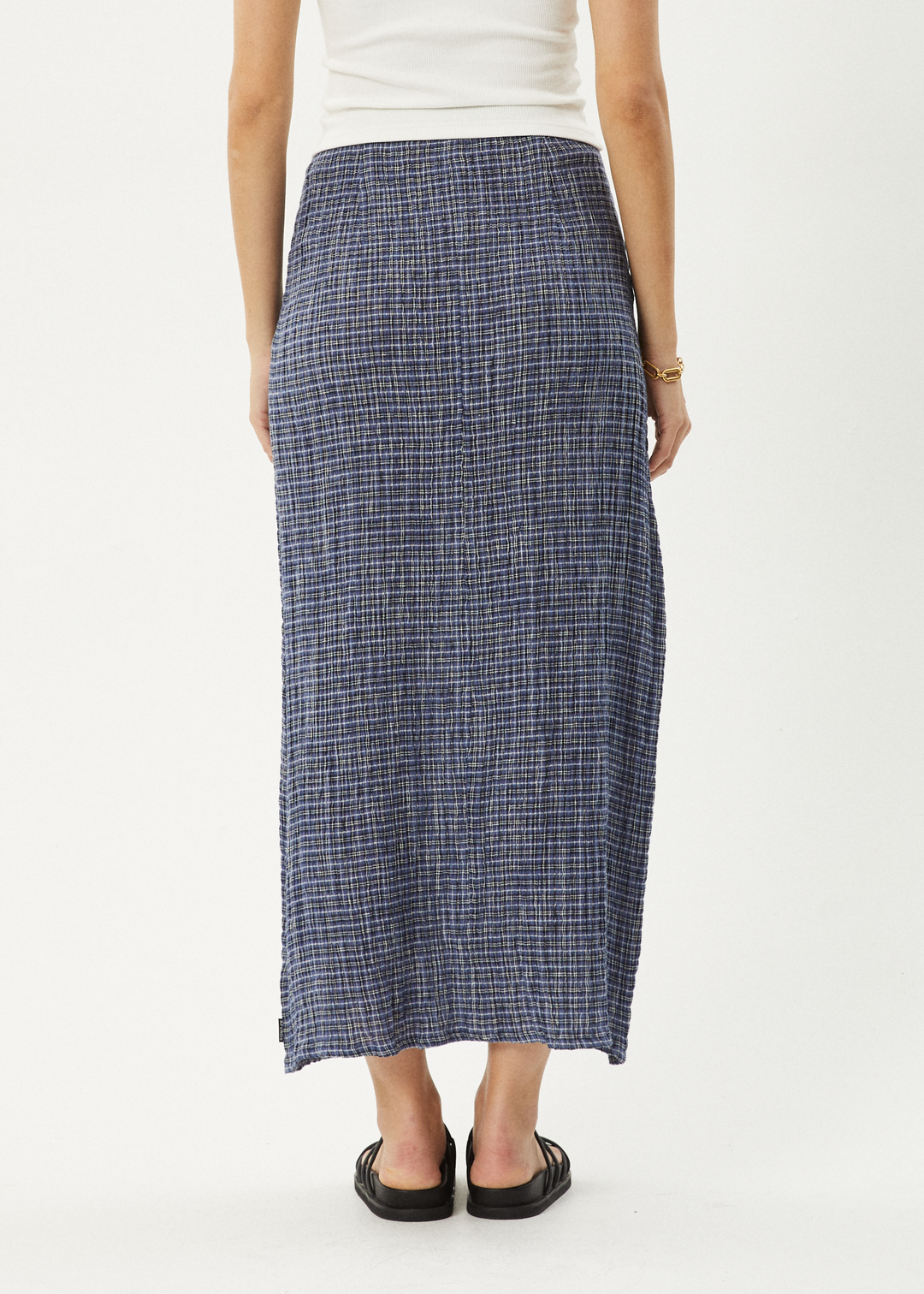 AFENDS Womens Shipwreck - Seersucker Check Skirt - Marlin 