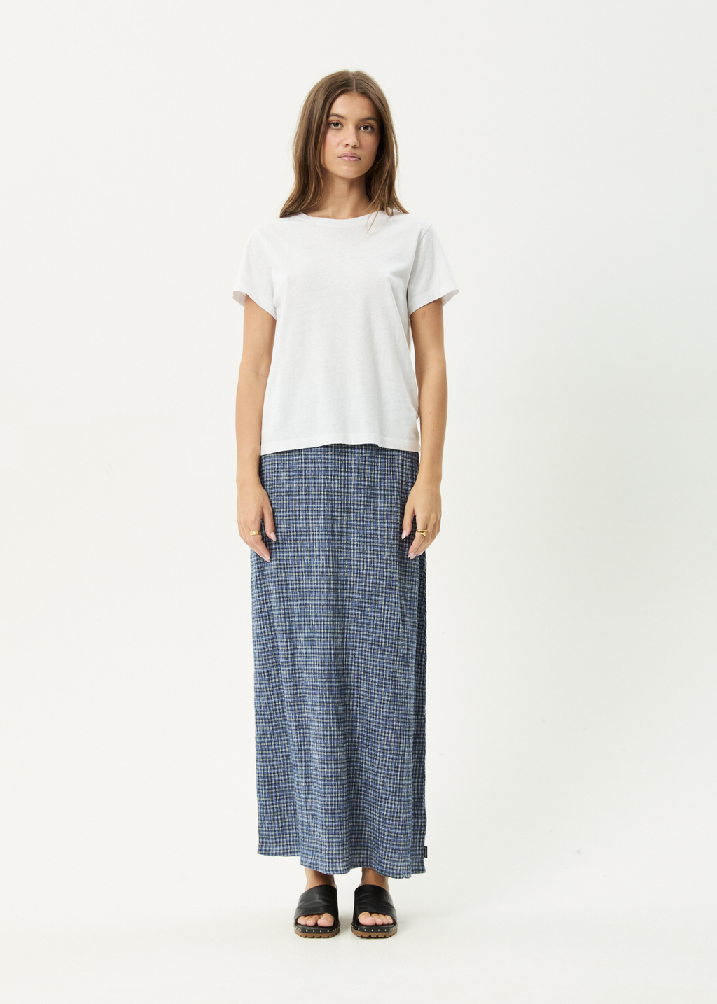 AFENDS Womens Shipwreck - Seersucker Maxi Skirt - Marlin