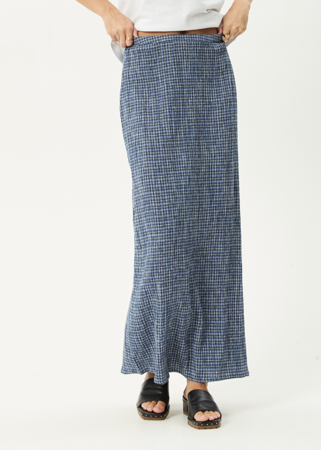 AFENDS Womens Shipwreck - Seersucker Maxi Skirt - Marlin