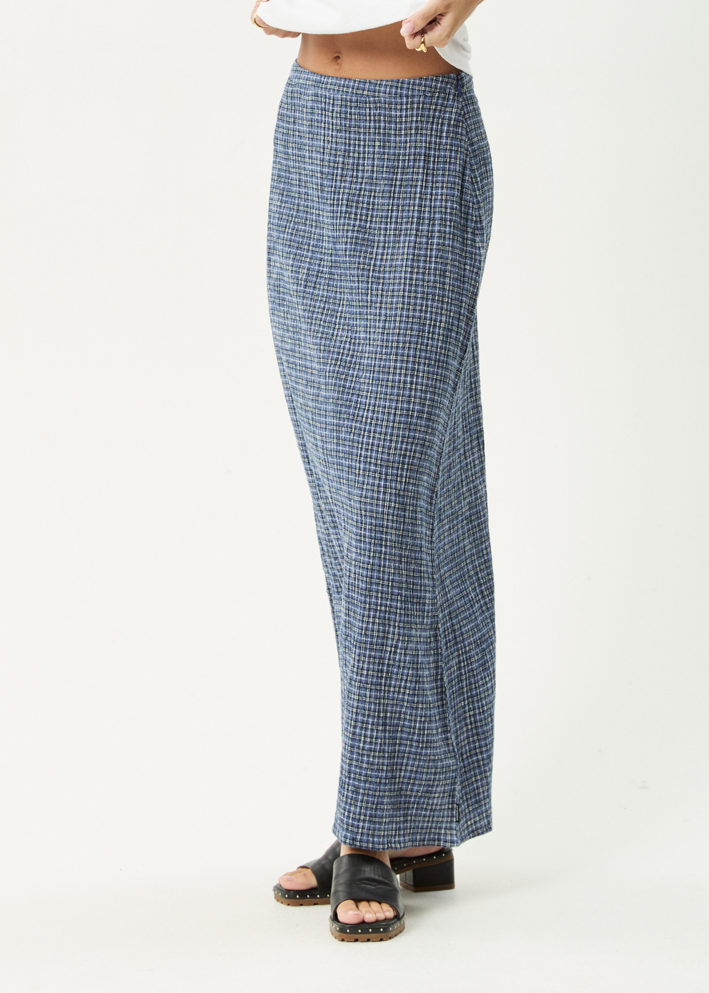 AFENDS Womens Shipwreck - Seersucker Maxi Skirt - Marlin