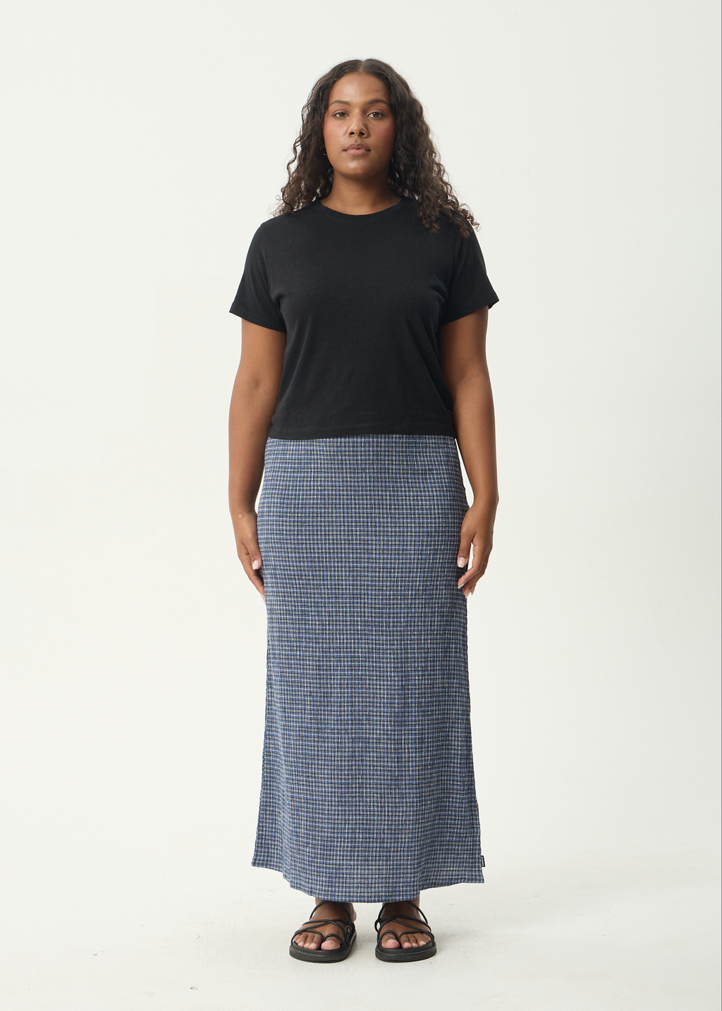 AFENDS Womens Shipwreck - Seersucker Maxi Skirt - Marlin