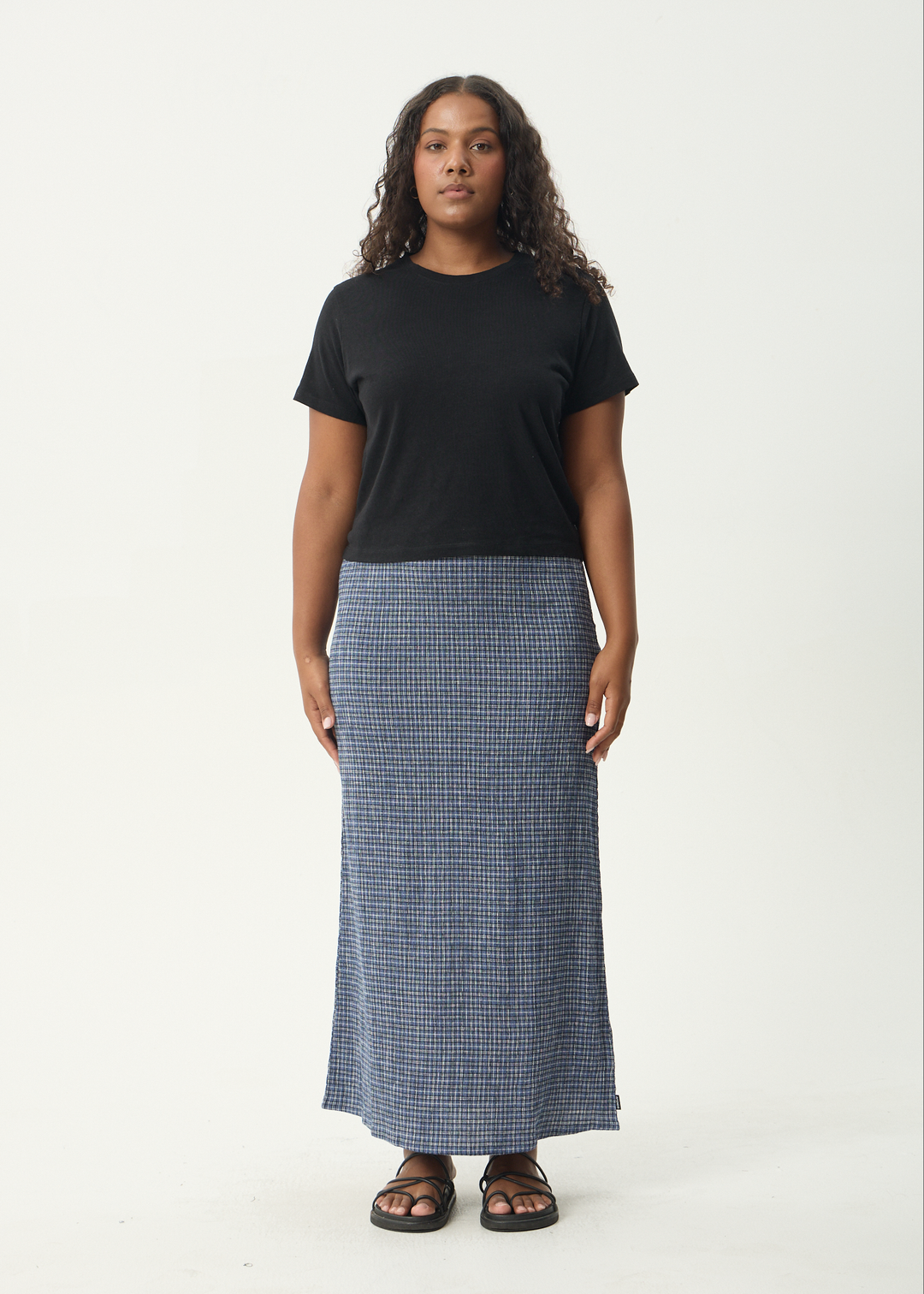 AFENDS Womens Shipwreck - Seersucker Maxi Skirt - Marlin