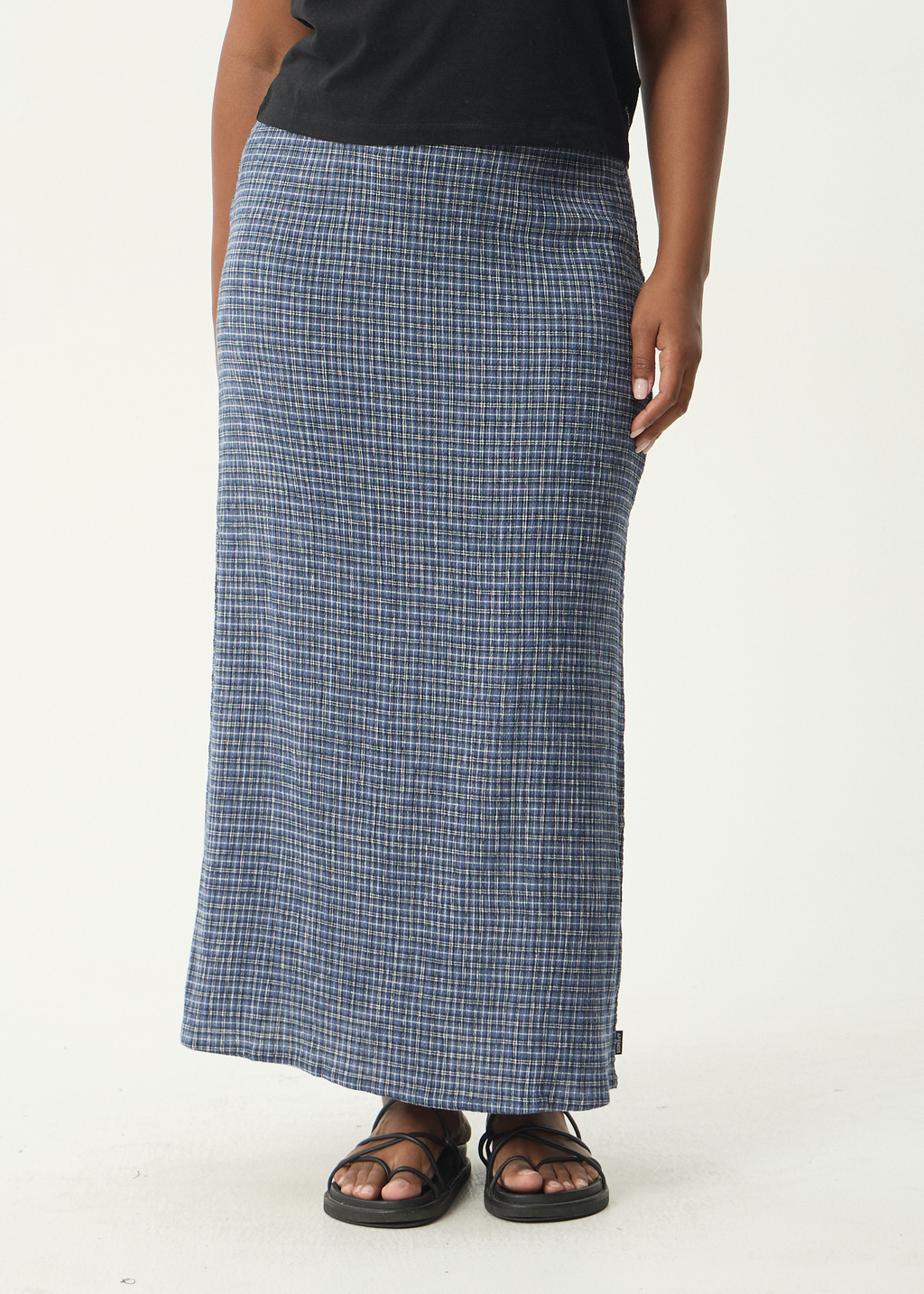 AFENDS Womens Shipwreck - Seersucker Maxi Skirt - Marlin