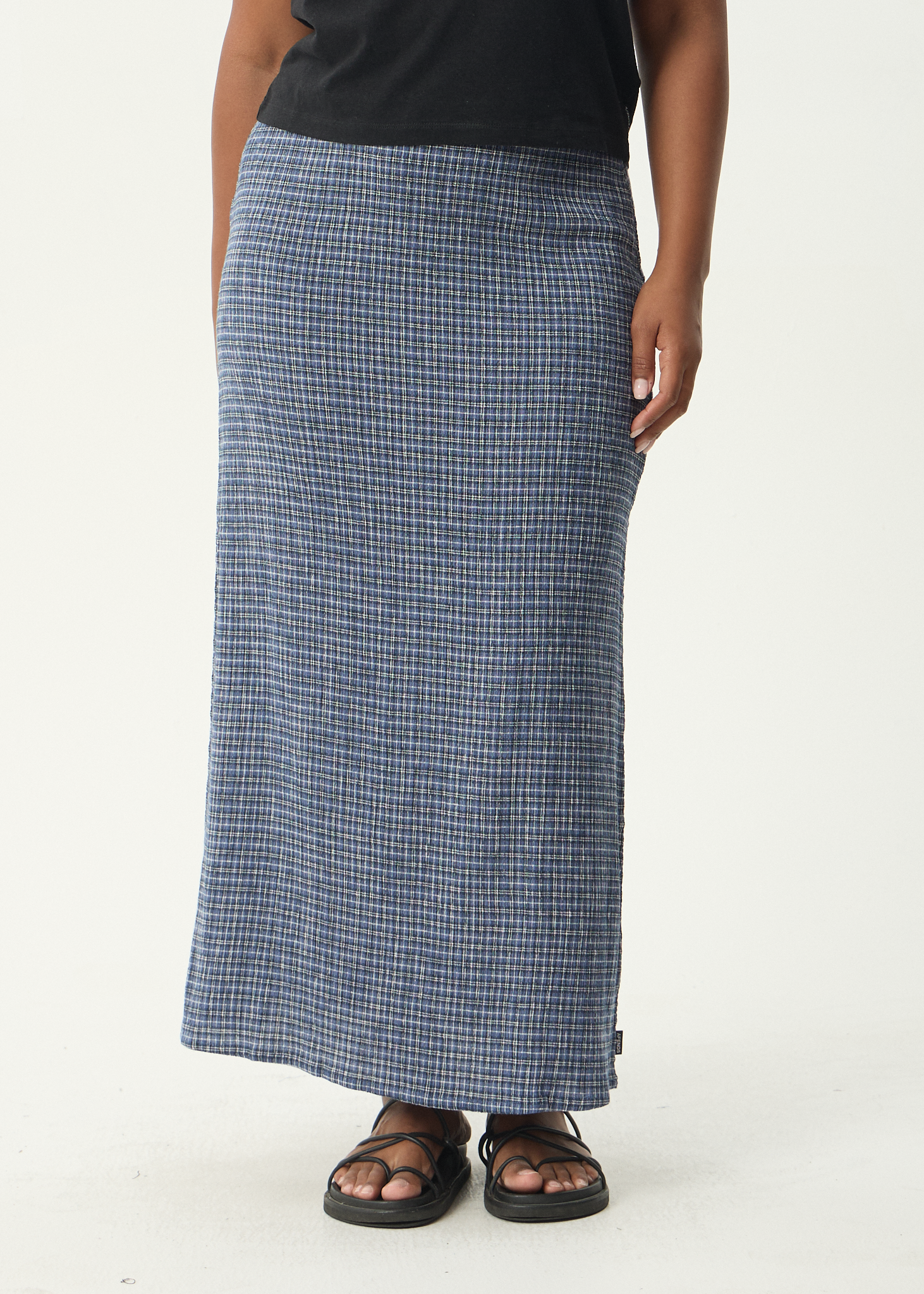 AFENDS Womens Shipwreck - Seersucker Maxi Skirt - Marlin