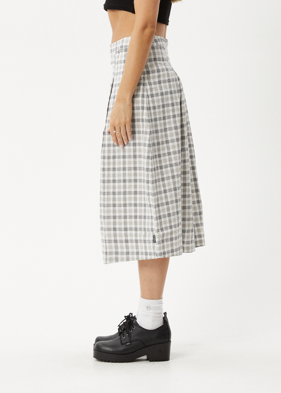 AFENDS Womens Leo - Check Midi Skirt - Black / White 