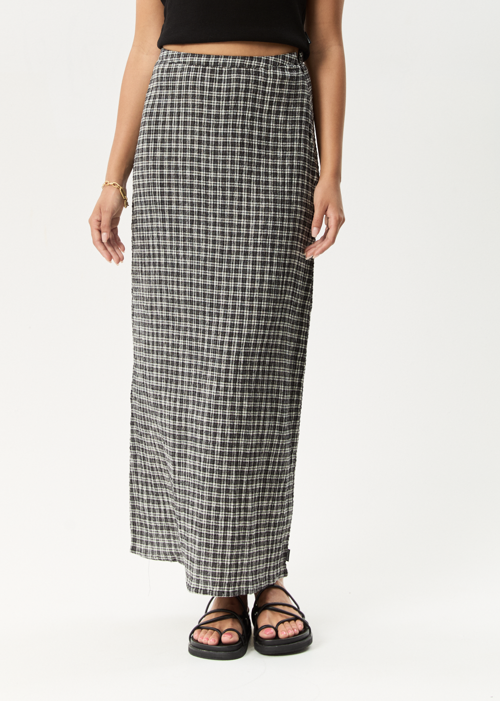 AFENDS Womens Asta Base - Seersucker Skirt - Steel Check
