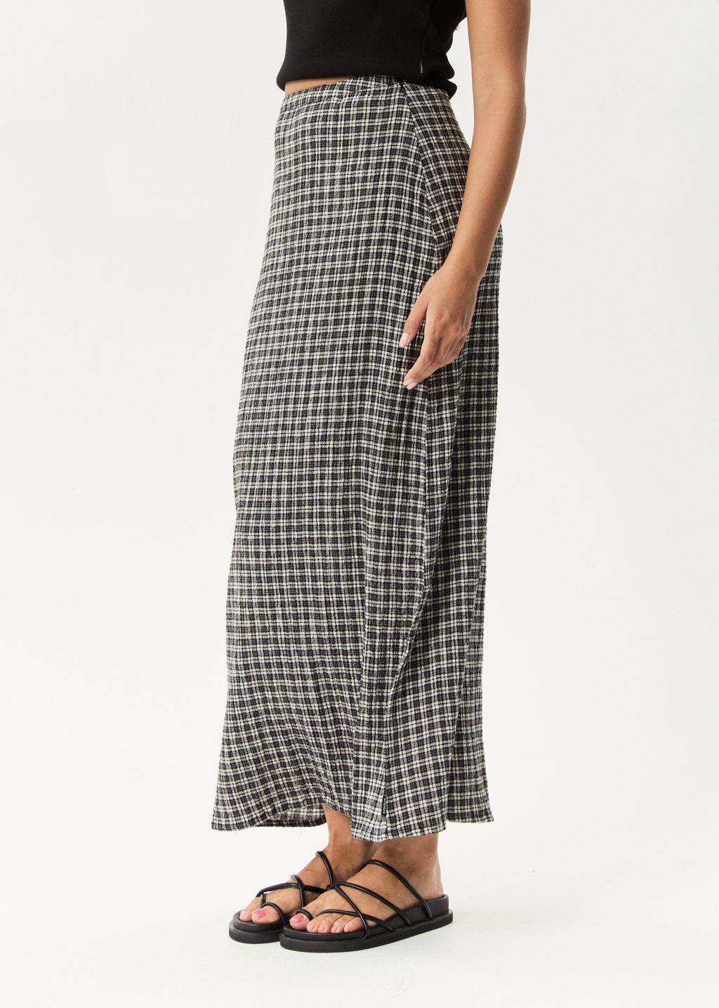 AFENDS Womens Asta Base - Seersucker Skirt - Steel Check