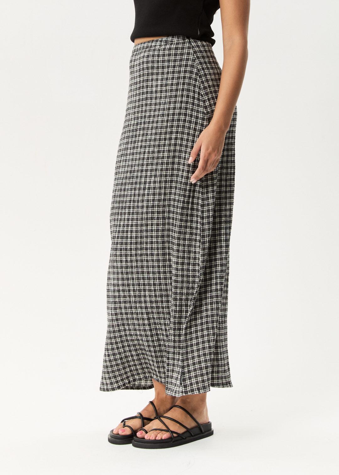 AFENDS Womens Asta Base - Seersucker Check Skirt - Steel Check