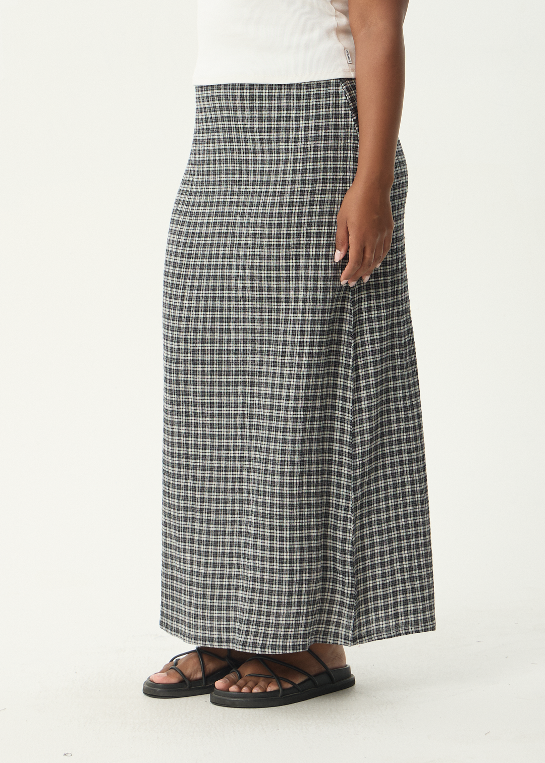 AFENDS Womens Asta Base - Seersucker Skirt - Steel Check
