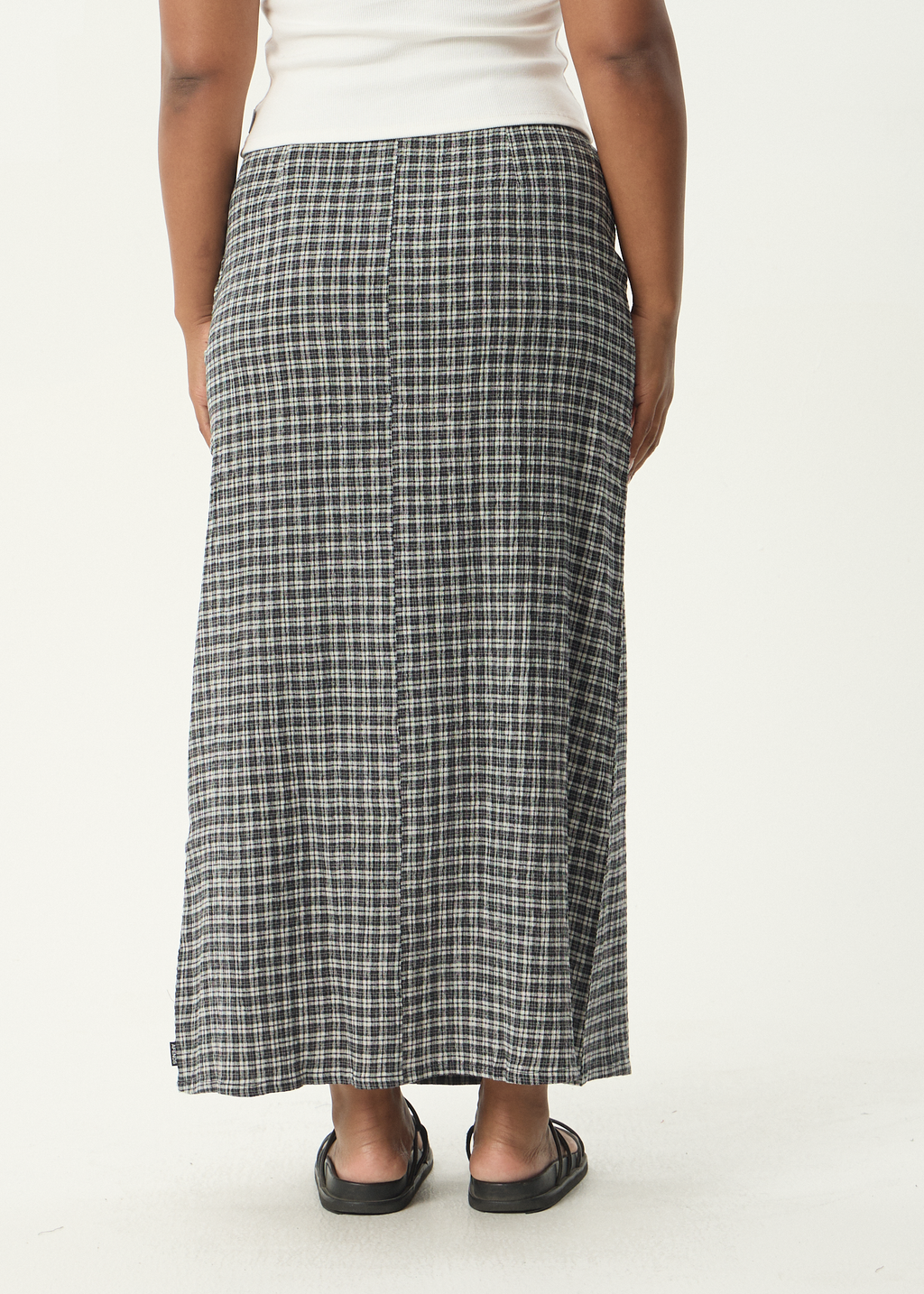 AFENDS Womens Asta Base - Seersucker Skirt - Steel Check