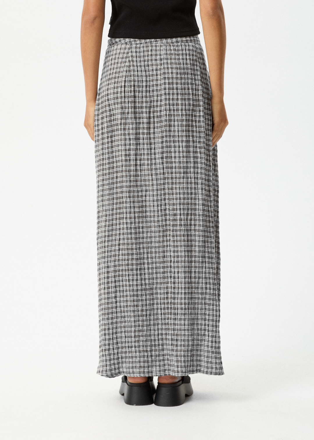 AFENDS Womens Asta Base - Seersucker Check Skirt - Steel Check 