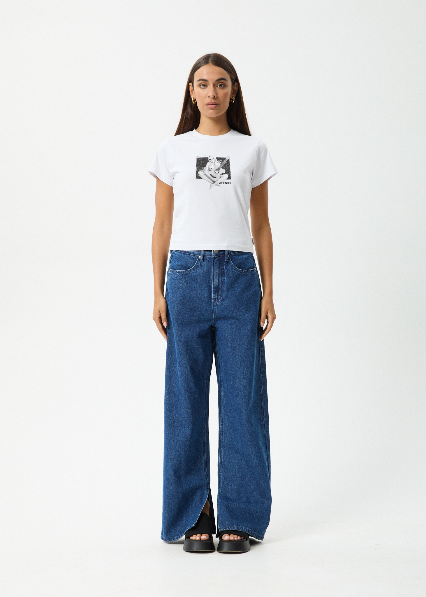 AFENDS Womens Classic Hits - Baby Tee - White