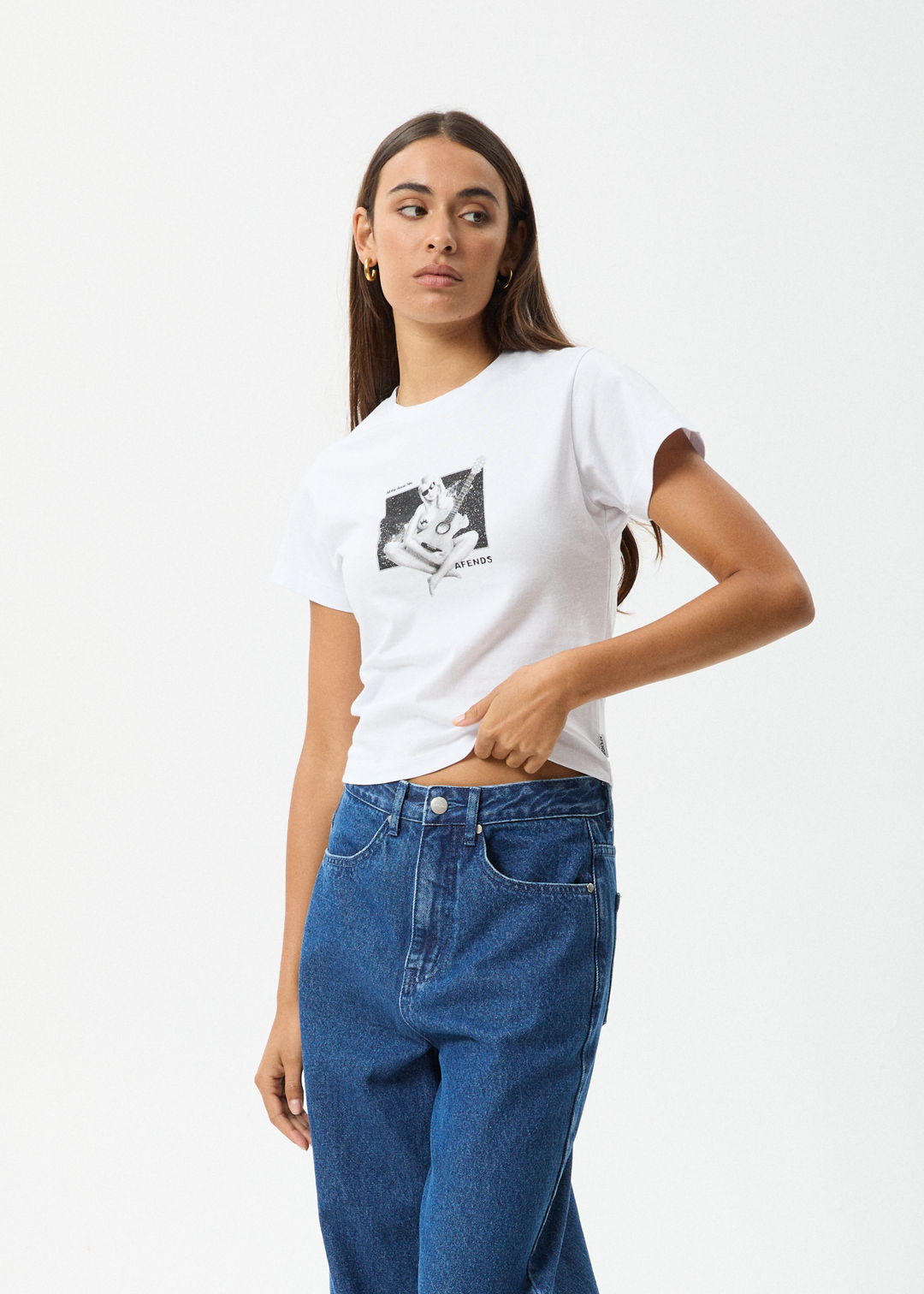 AFENDS Womens Classic Hits - Baby Tee - White 