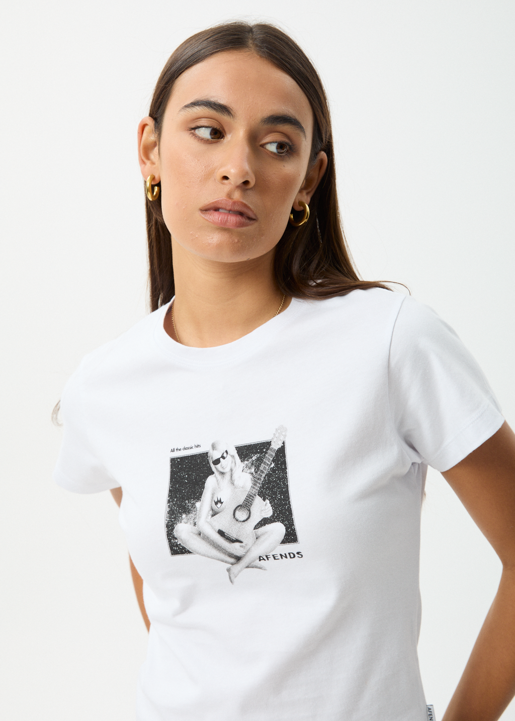 AFENDS Womens Classic Hits - Baby Tee - White