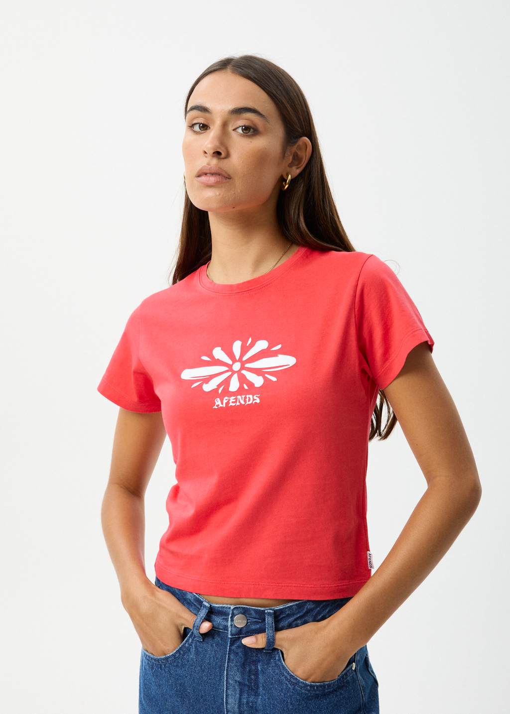 AFENDS Womens Dash - Baby Tee - Washed Tomato