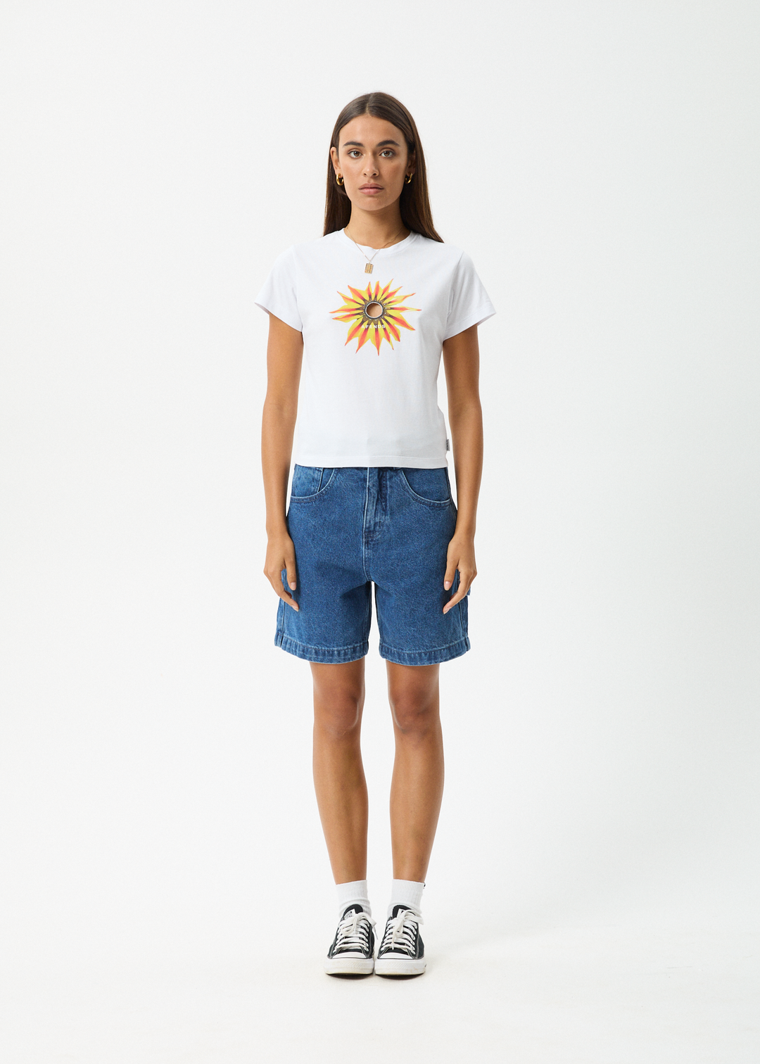 AFENDS Womens Keyhole - Baby Tee - White 