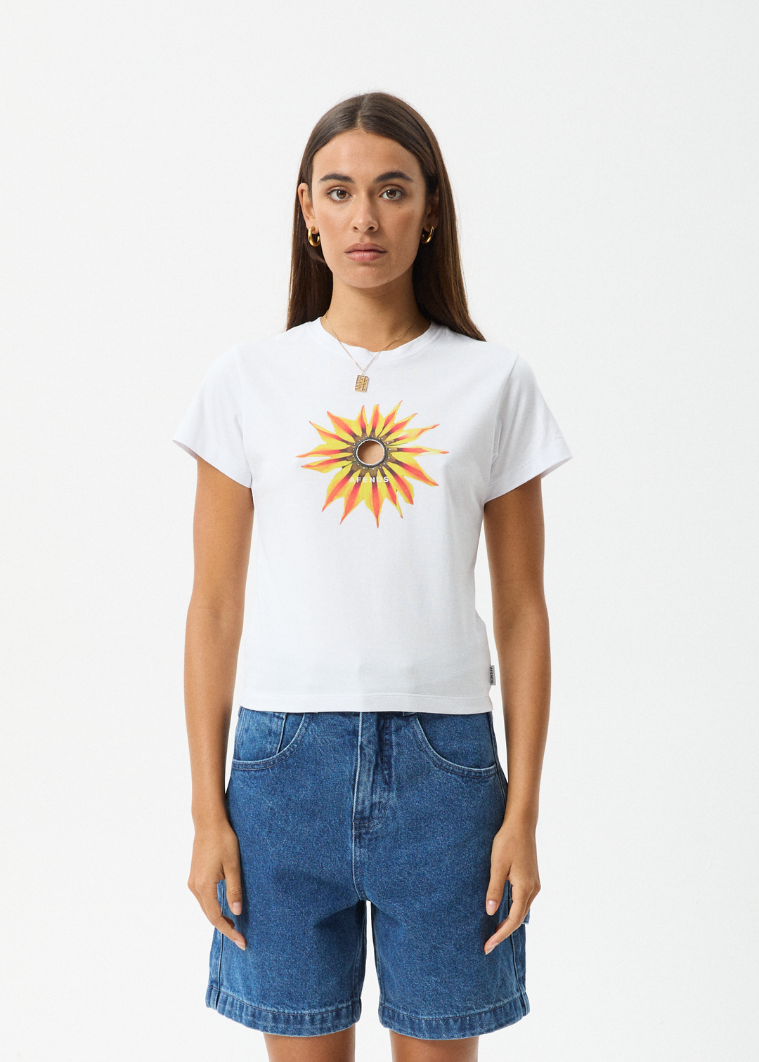 AFENDS Womens Keyhole - Baby Tee - White 