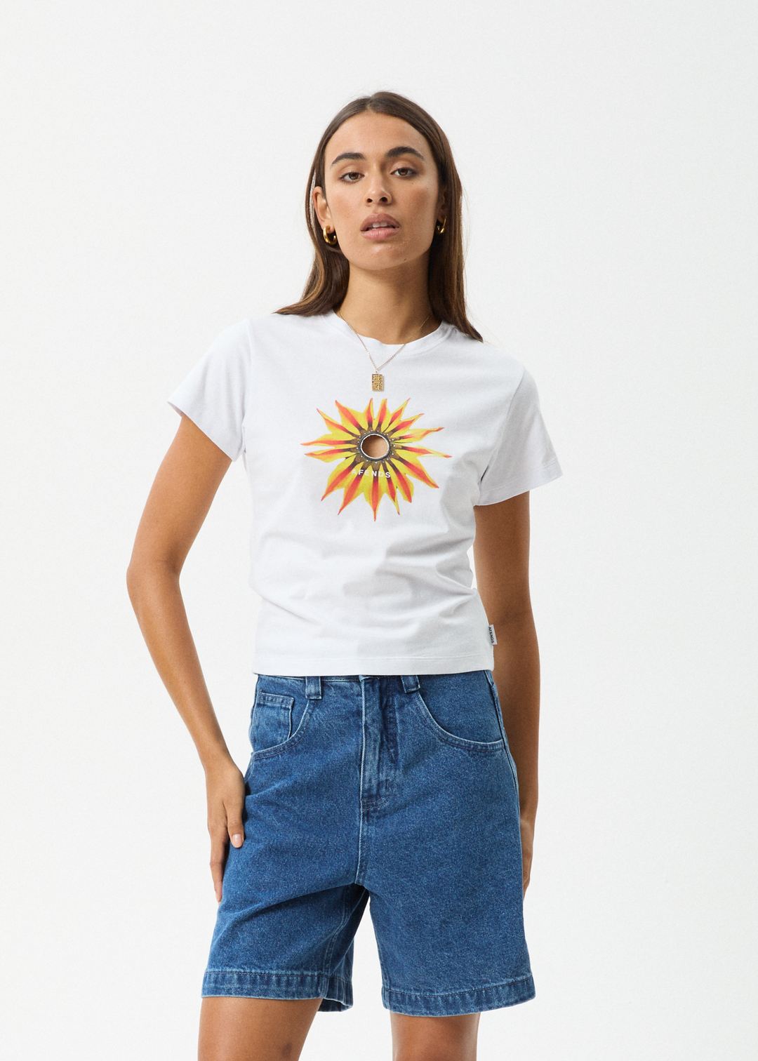 AFENDS Womens Keyhole - Baby Tee - White 