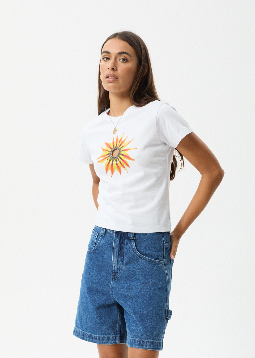 AFENDS Womens Keyhole - Baby Tee - White 